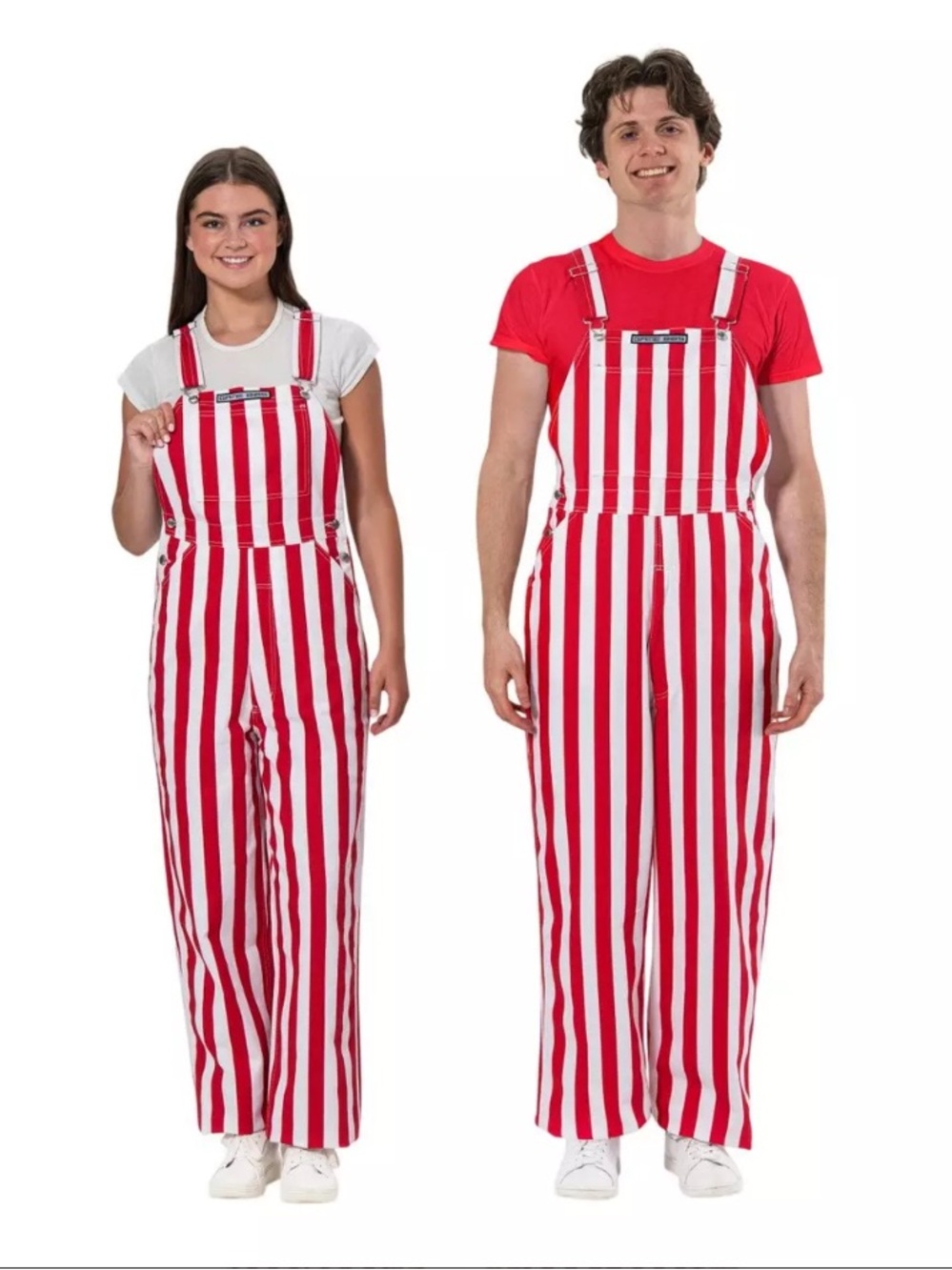 Game Bibs Overalls Men Small Red White Striped Gameday Fan Gear Cotton Tailgate